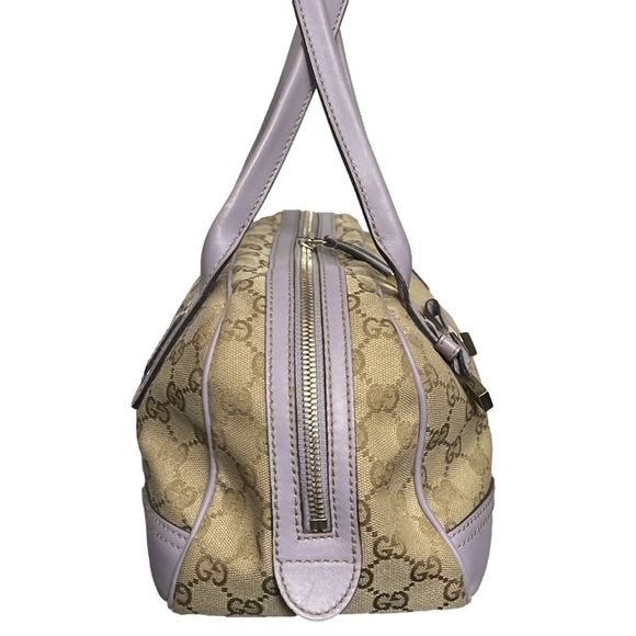 Gucci Canvas and Lilac Colored Leather Handbag - Picture 4 of 17